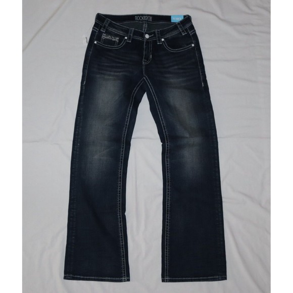 Rock & Roll Cowgirl Ladies Riding Boot Cut Jeans 29x34 Rhinestone Big Stitch - Picture 14 of 14